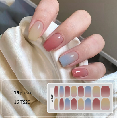 Crimson Ombré Gel Nail Wraps - No UV Lamp Needed