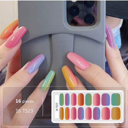 Rainbow Multicolor Gel Nail Wraps - No UV Lamp Needed