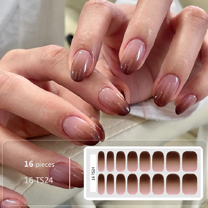 Pink Glitter Gel Nail Wraps - No UV Lamp Needed