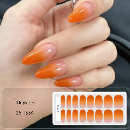 Orange Ombré Gel Nail Wraps - No UV Lamp Needed