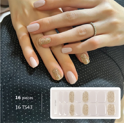 Ivory Glitter Gel Nail Wraps - No UV Lamp Needed