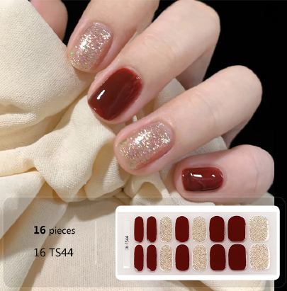Rose Gold Glitter Gel Nail Wraps - No UV Lamp Needed