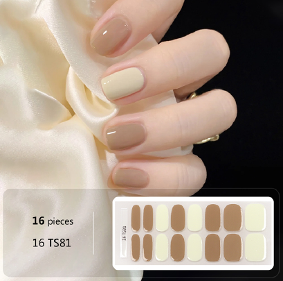 Yellow Blue Gel Nail Wraps - No UV Lamp Needed