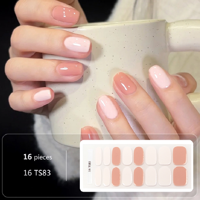 Nude Pink Gel Nail Wraps - No UV Lamp Needed