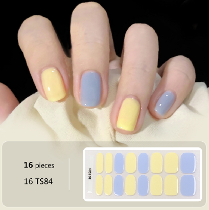 Yellow Blue Pastel Gel Nail Wraps - No UV Lamp Needed