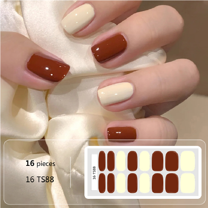 Ivory Red Gel Nail Wraps - No UV Lamp Needed