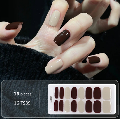 Brown Ivory Gel Nail Wraps - No UV Lamp Needed