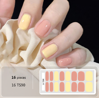 Pink Yellow Pastel Gel Nail Wraps - No UV Lamp Needed