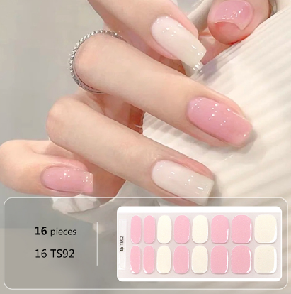 Pink Ivory Gel Nail Wraps - No UV Lamp Needed