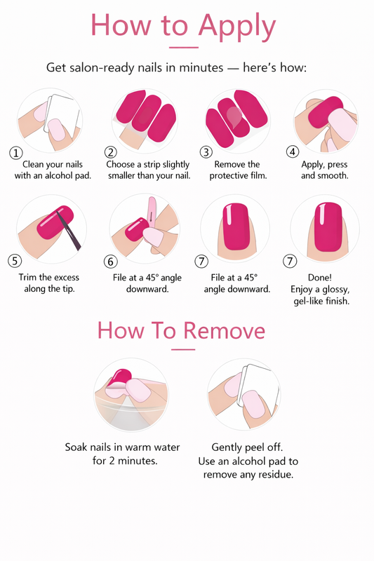 Mauve Glitter Gel Nail Wraps - No UV Lamp Needed