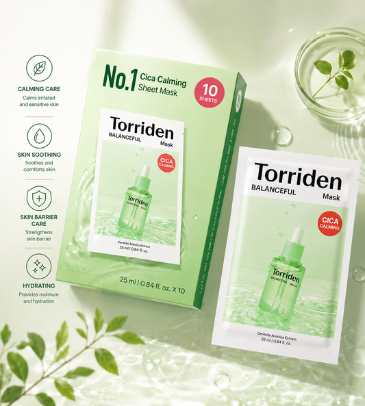 Torriden Balanceful Cica Control Centella Asiatica Extract Sheet Mask (10 sheets)