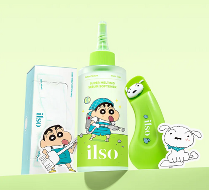 ilso x Crayon Shinchan Super Melting Sebum Softener set with cotton pads and Deep Clean tool